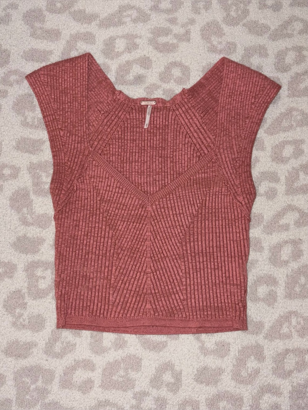 Free People Demi Sweater / Coral Spice Combo M clean girl preppy balletcore - Picture 2 of 6